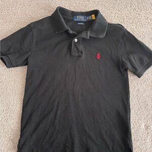 Polo by Ralph Lauren boys polo shirt in black with red logo.